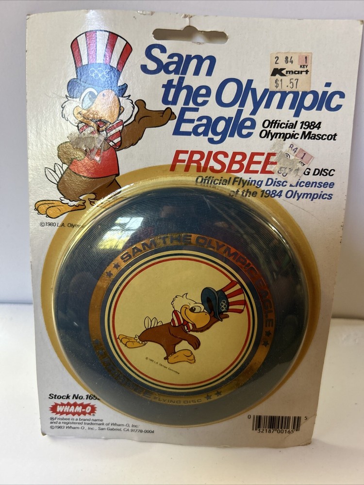 SAM OLYMPIC EAGLE 1984 Mascot Mini Frisbee WHAM-O No. 1652 Sealed VTG – Blue