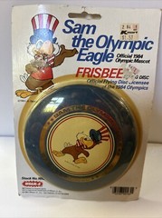 SAM OLYMPIC EAGLE 1984 Mascot Mini Frisbee WHAM-O No. 1652 Sealed VTG – Blue