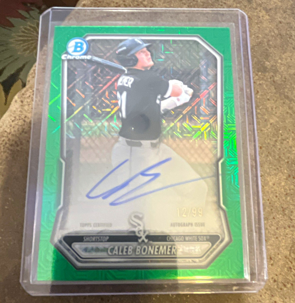 Bowman Chrome 2024 Caleb Bonemer Auto 12/99 Green Mojo White Sox BMA-CB