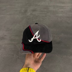 Vintage Annco Atlanta Braves Hat Split Bar Swirl Jagged Edge Embroidered