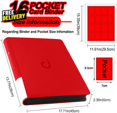 Premium Card Binder 16 Pocket – Fits 1600 Cards 4X4 Ringless Card Album….