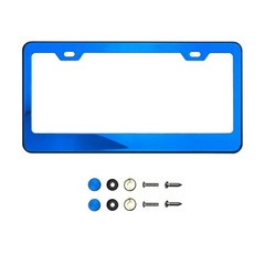 Red Blue Black Purple Chrome License Plate Frame Stainless Steel Metal Screw Cap