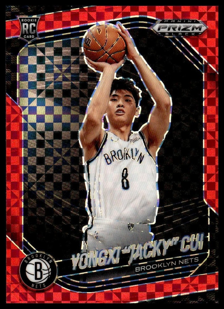 2024-25 Panini Prizm Black #202 Yongxi « Jacky » Cui Red Power Prizms #/75 Nets