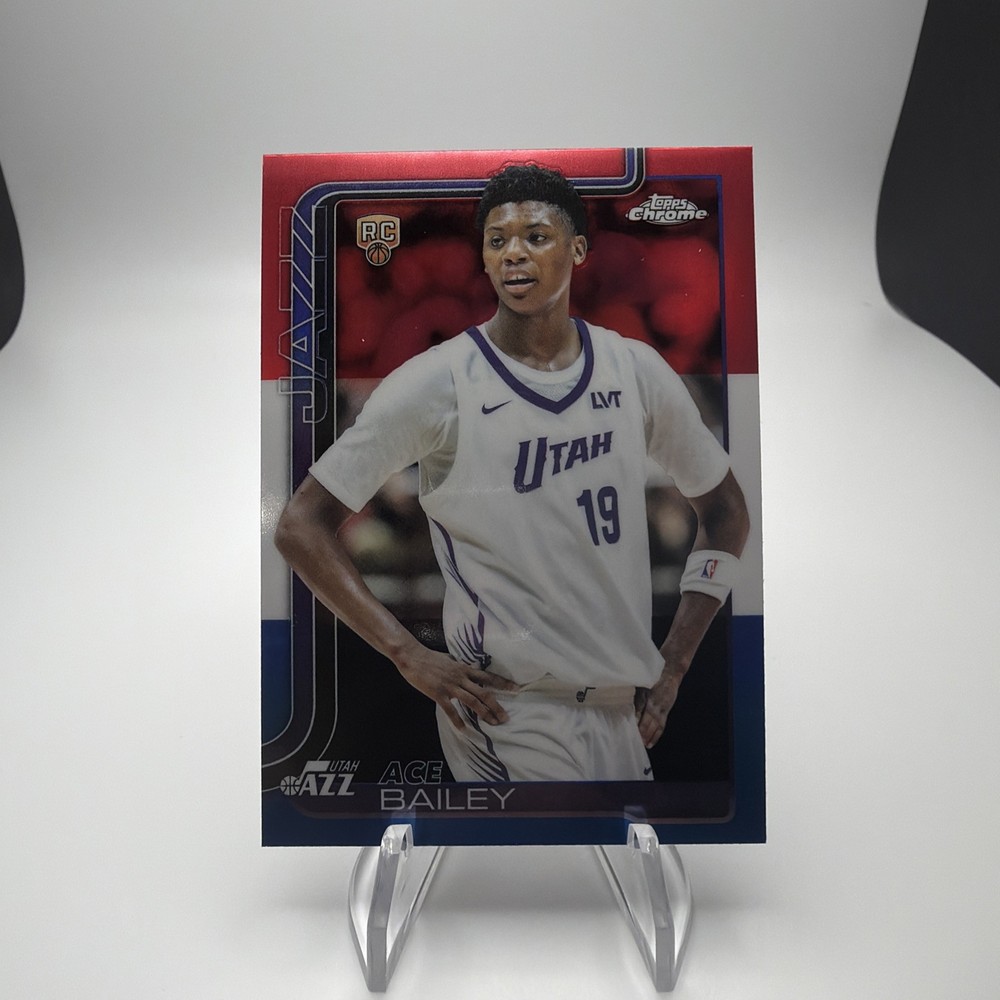 Topps 2025-26 Chrome Ace Bailey Utah Jazz Rookie Red White & Blue #255