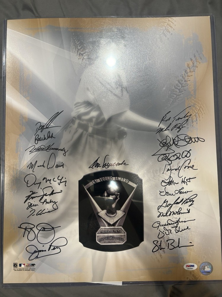 CY Young Award Winners Autographed 16×20 Photo – PSA/DNA LOA (23 Signatures)