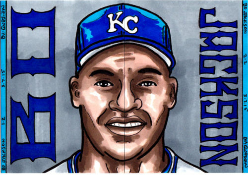 BO JACKSON KCR 1/1 ORIGINAL MASTERPIECE ART SKETCH CARD ARTIST SIGNED