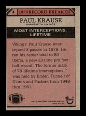 1980 Topps #4 Paul Krause RB EXMT X3290233
