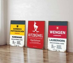 Vintage Style Meribel Skiing World Cup Sign
