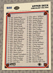 1991 Upper Deck NFL Checklist Lot – 101-200 #200 & 401-500 #500 – Unchecked