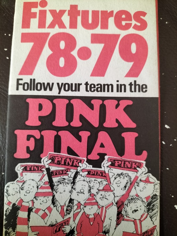 PINK FINAL FIXTURES CARD 1978/79 MANCHESTER UNITED BLACKPOOL OLDHAM SWINTON Etc