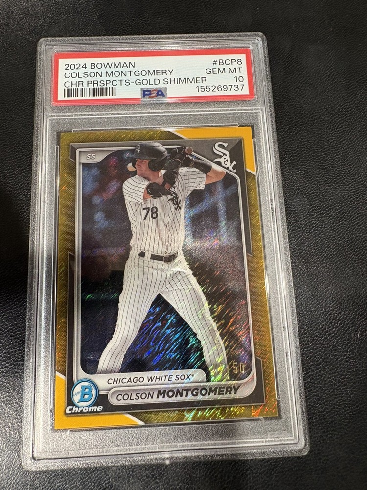 2024 Bowman White sox Colson Montgomery 10/50 Gold Shimmer PSA 10