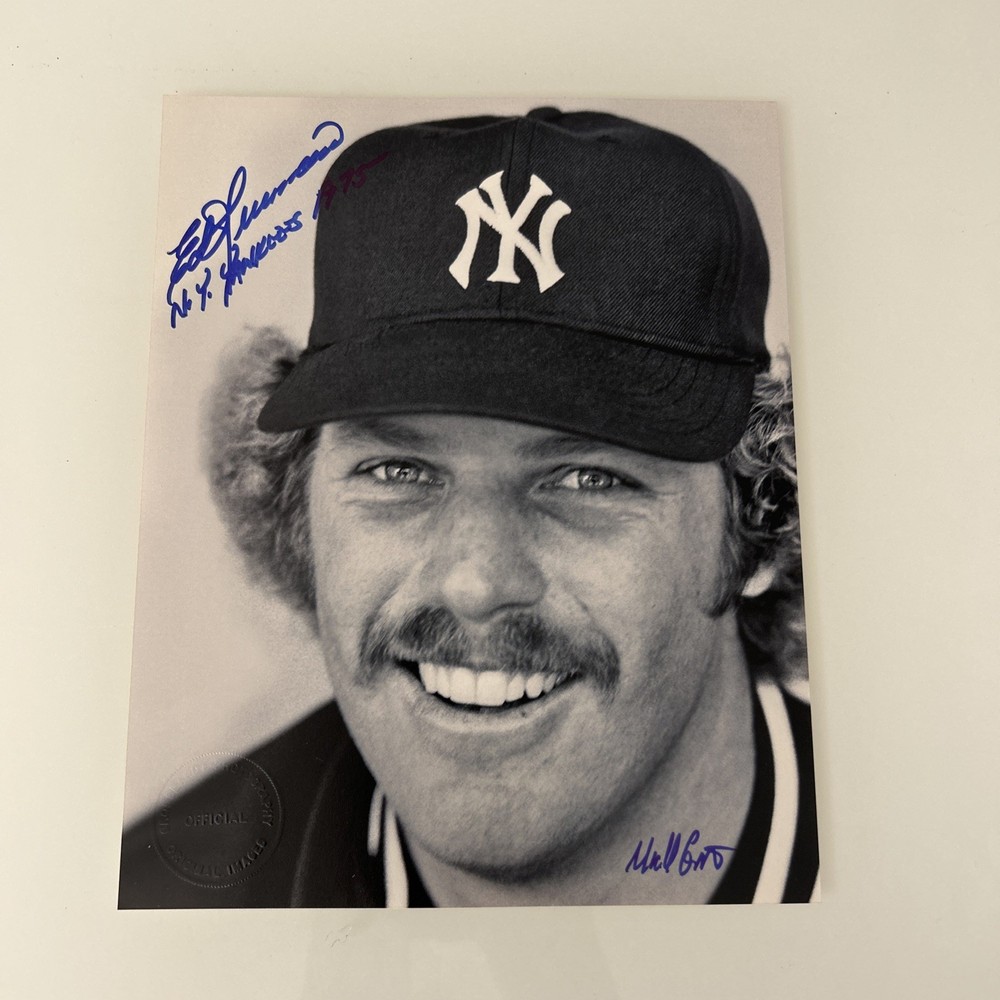 ED HERRMANN Signed New York Yankees B & W 8×10 Type ll Photo Michael Grossbardt