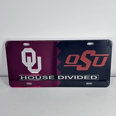 OU OKLAHOMA / OSU OKLAHOMA STATE HOUSE DIVIDED License Plate / Car Tag