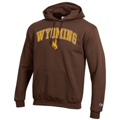 Men&rsquo;s-Champion Brown Wyoming Cowboys Arch Over Logo Pullover Hoodie