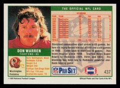 Don Warren 1989 Pro Set Series 1 #437 Washington Redskins