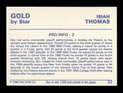 1990-91 STAR GOLD /1500 ISIAH THOMAS #33 PRO INFO 2 DETROIT PISTONS HOF