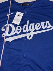 Nike Men&rsquo;s MLB Los Angeles Dodgers Jersey Blue Script Logo Button Up Sz L