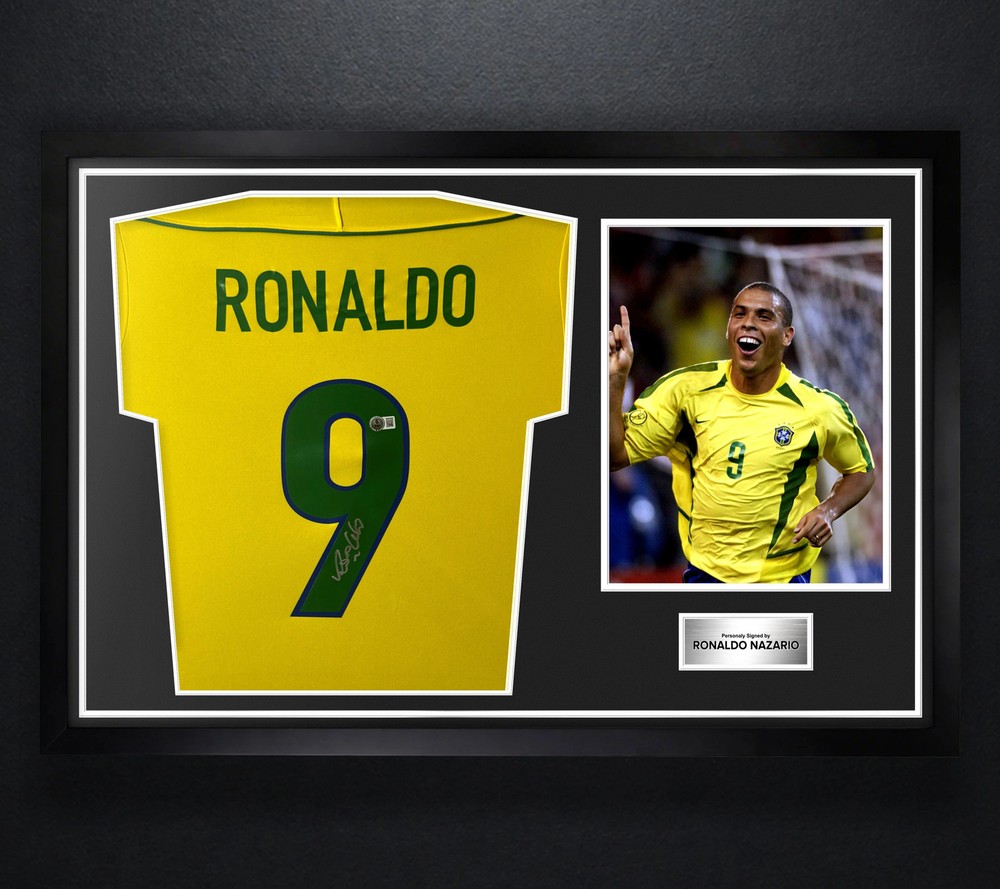 Ronaldo Nazario Signed Brazil Nike Jersey Framed Beckett COA Auto Display