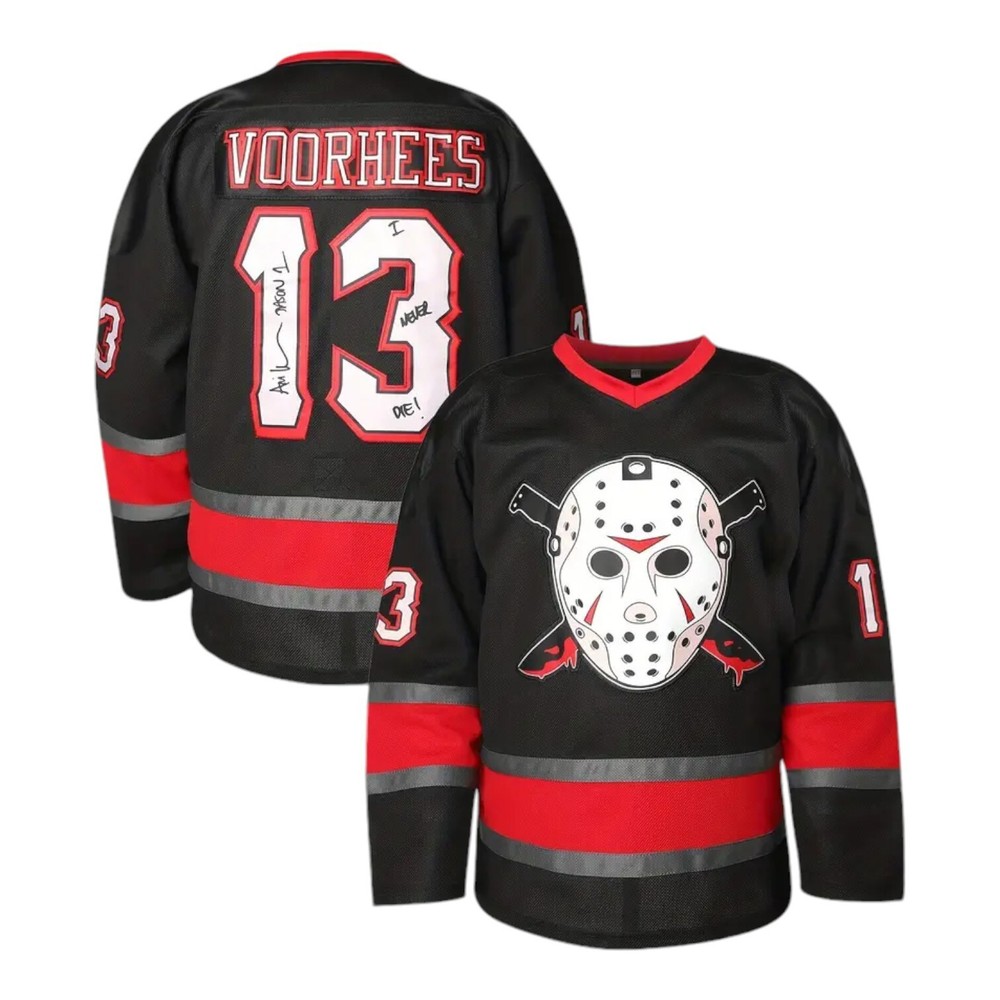 Friday The 13th Jason Voorhees Mask Hockey Jersey Movie Horror Black Size 3XL
