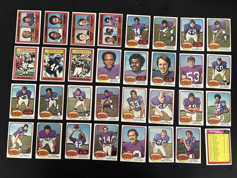 1976 Topps MINNESOTA VIKINGS Set FOREMAN Tarkenton ELLER Yary MARSHALL Alan PAGE