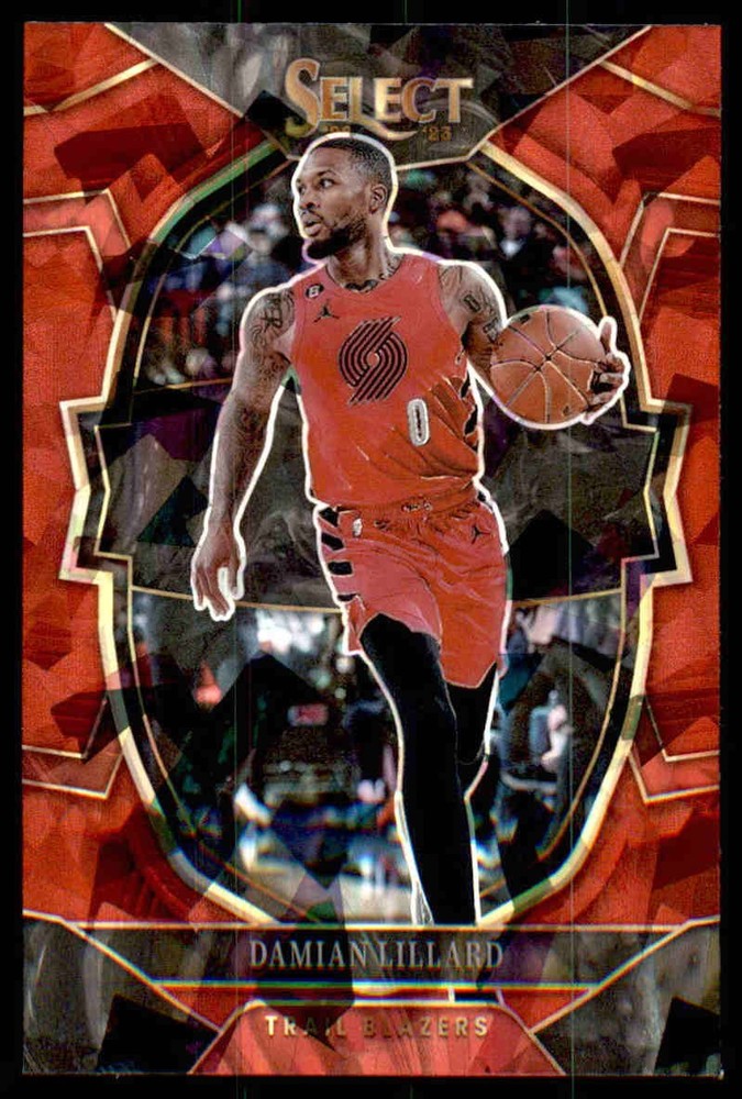 2022-23 Panini Select #7 Damian Lillard Red Cracked Ice Prizms