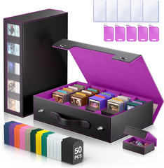 Trading Card Storage Box 5-Row 3900+ Capacity, Black | MTG Card Case with Magnet