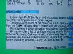 NOLAN RYAN 1990 1991 Broder Sports Data Bank Test Oddball Card Lot of 7 Cards NM