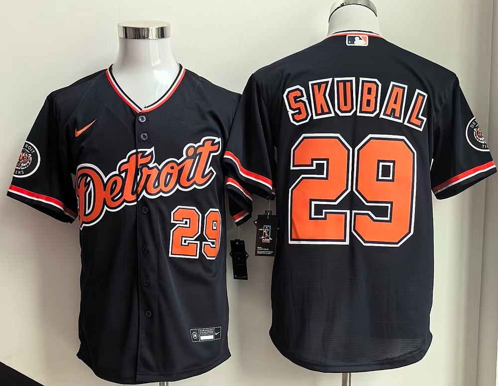 New Men&rsquo;s Tigers Tarik Skubal #29 Black Alternate Uniform Stitched Jersey
