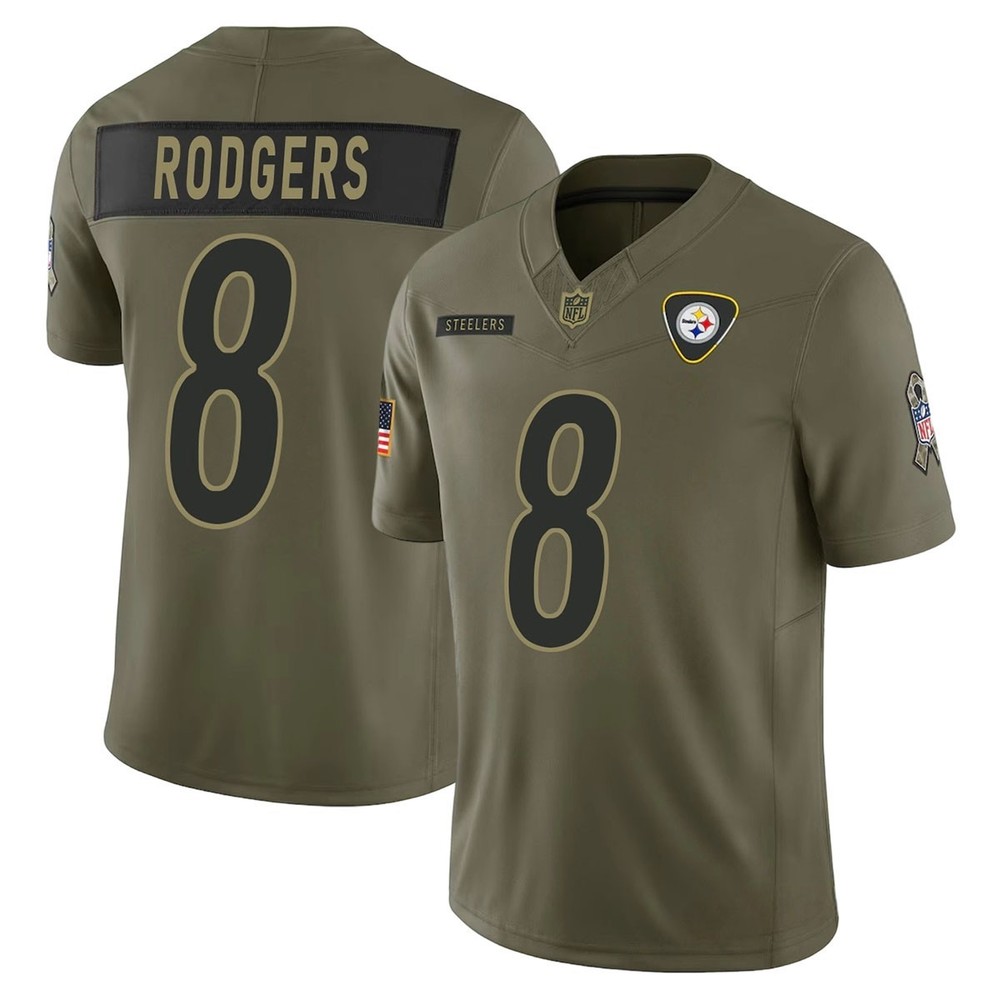 New 2025 Men&rsquo;s Steelers Olive Salute to Service Limited All Stitched Jersey=