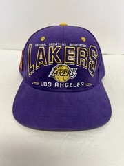Vintage 90s Los Angeles Lakers NBA Lee Sports Snapback Hat Cap Purple