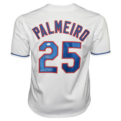 Rafael Palmeiro Signed 3020 Hs 569 HRs Inscription Texas White Baseball Jersey (