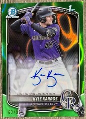 Kyle Karros 2025 Bowman Chrome 1st Green Lava Refractor AUTO /99 #CPA-KK Rockies