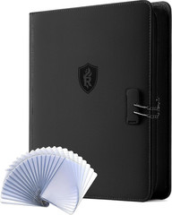 9 Pocket Toploader Binder with Lock– Holds 288 Top Loaders – Premium Zipped Doub