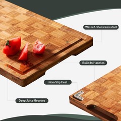 Bamboo Cutting Board Non Slip Heavy Duty Over Sink Wooden 16*11 in, Natural