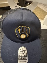 ’47 Hitch Milwaukee Brewers MLB Adjustable Trucker Cap One Size Navy/Black
