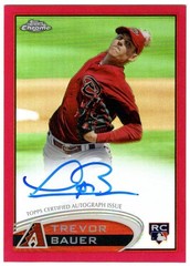 2012 Topps Chrome – Trevor Bauer #TB Rookie Autographs Red Refractor /25 (AU,…