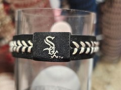 CHICAGO WHITE SOX BLACK MLB BASEBALL BRACELET LEATHER