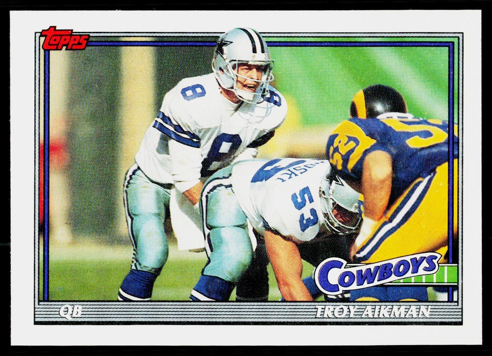 Troy Aikman, 1991 Topps, #371, Dallas Cowboys,