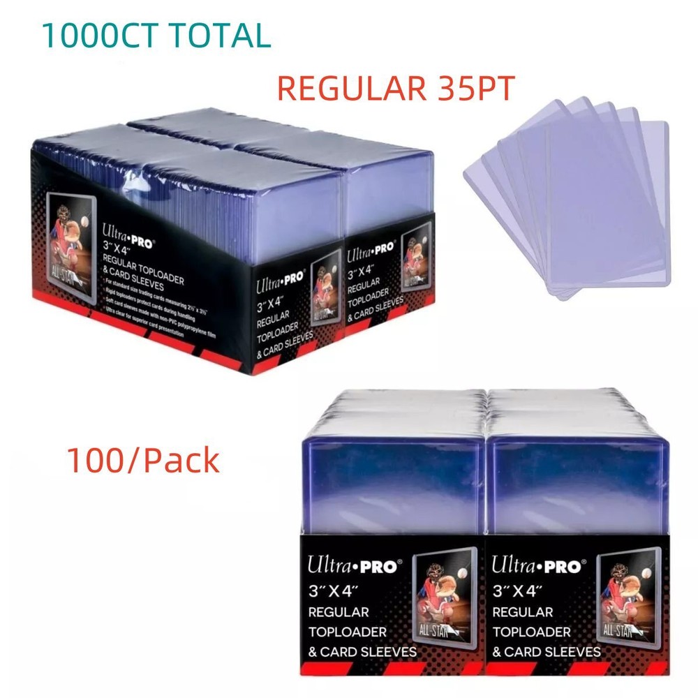 1000ct Ultra PRO 3&Prime; x 4&Prime; Regular 35pt Toploader & Soft Sleeves – 10 * 100 Pack