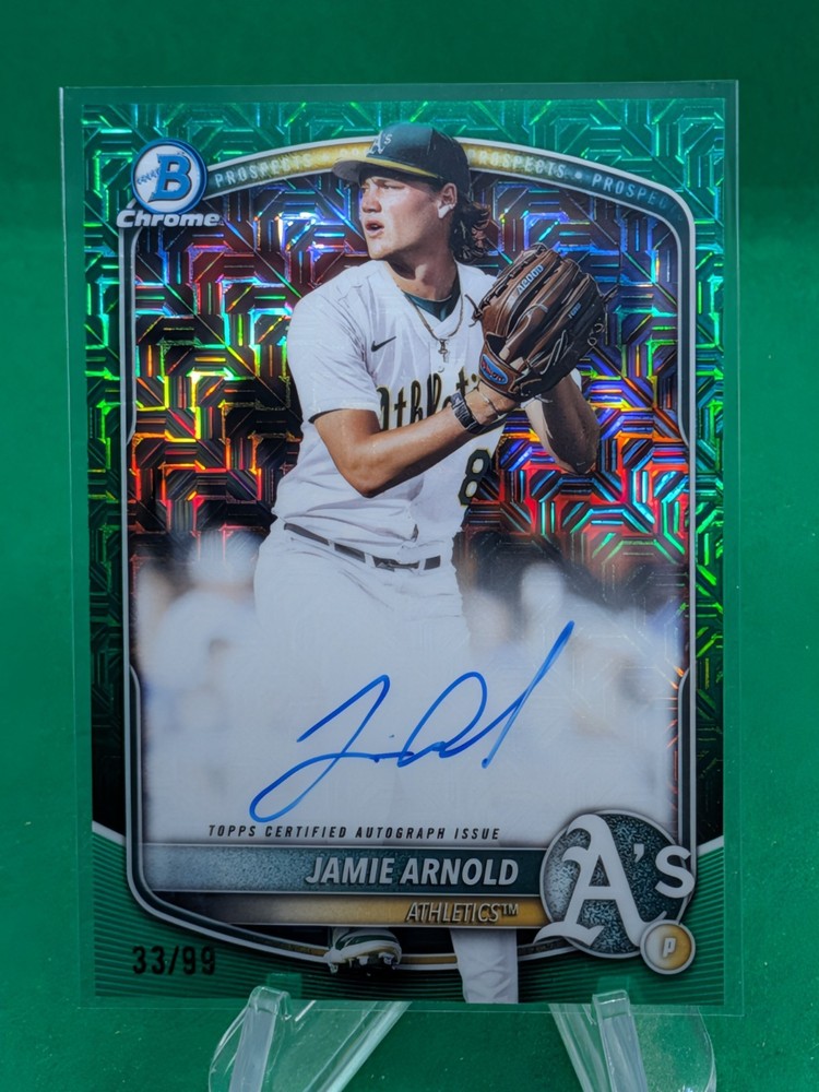 Jamie Arnold 2025 Bowman Draft Green Refractor Mojo Auto /99