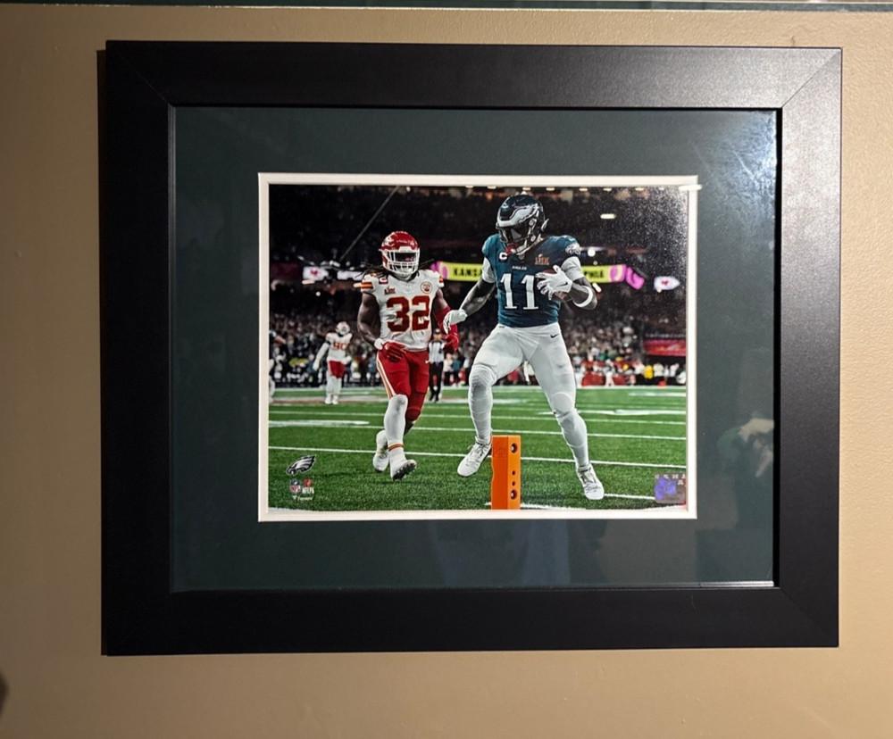A. J. BROWN PHILADELPHIA EAGLES NFL SUPER-BOWL LIX TOUCHDOWN FRAMED PHOTO