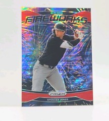 2025 Panini Prizm #22 Spencer Jones Fireworks Red Pulsar Prizms /399 Baseball