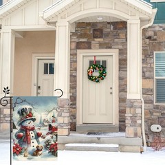 Winter Snowman Garden Flag 12×18 Flags Vertical inches, White