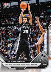 Julian Champagnie Spurs Record 11 3 PM 2025-26 NBA Topps NOW Card 110