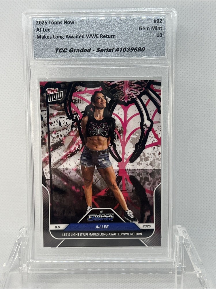2025 Topps Now AJ Lee Long Awaited WWE Return TCC Graded Gem Mint 10