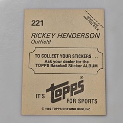 Rickey Henderson Oakland A&rsquo;s 1982 Topps Sticker #221