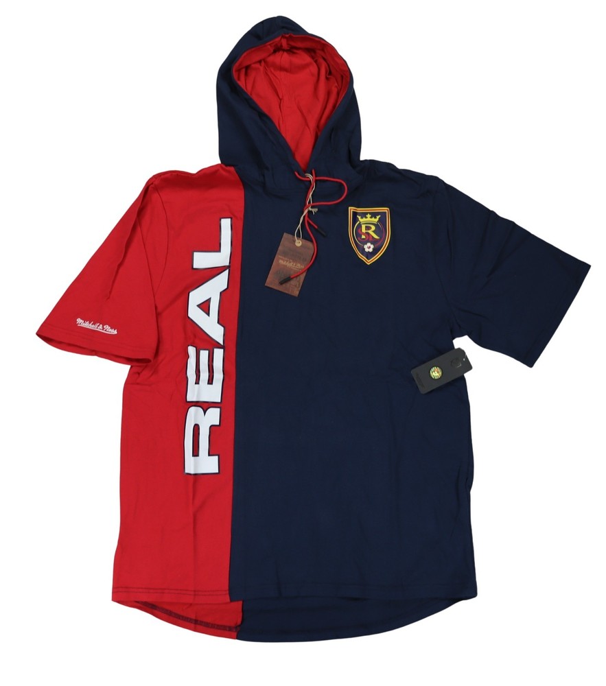 Mitchell & Ness Real Salt Lake MLS Short Sleeve Lightweight Split Neck Hoody NWT