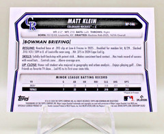 2026 Bowman Prospects – Matt Klein #BP-146 Rockies