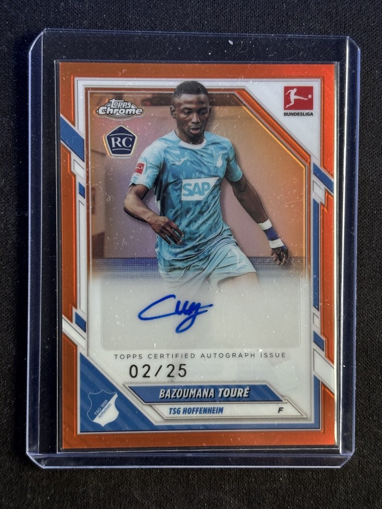 2025/26 Topps Bundesliga Chrome Bazoumana Toure Orange Refractor RC Auto /25