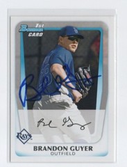 BRANDON GUYER TAMPA BAY RAYS 2011 BOWMAN 1ST IP/TTM AUTOGRAPH AUTO